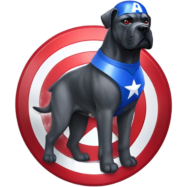 A Cane Corso as Captain America with red, white, and blue shield. emoji