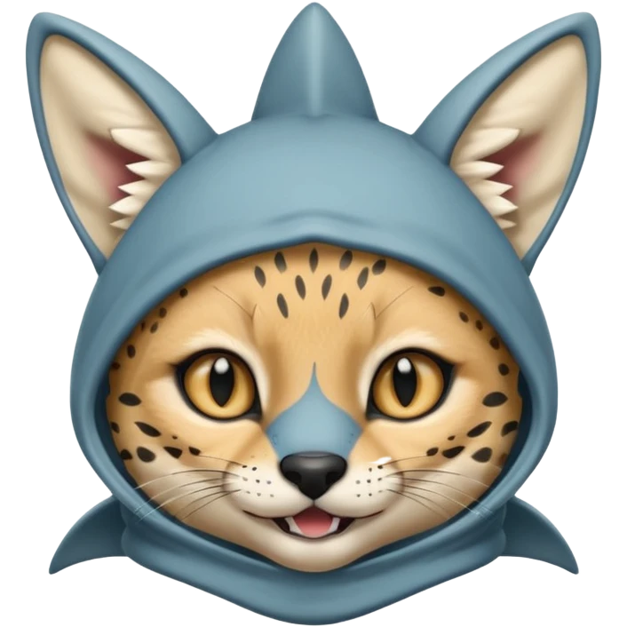 Wearing shark hood serval meme eye wink emoji