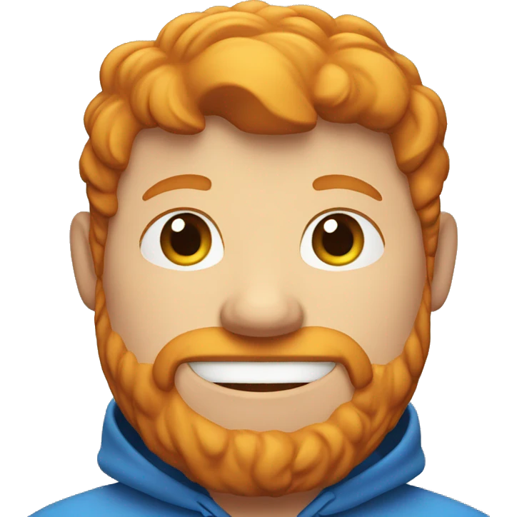 a fat ginger man with blue hoodie and subtle beard smirking emoji