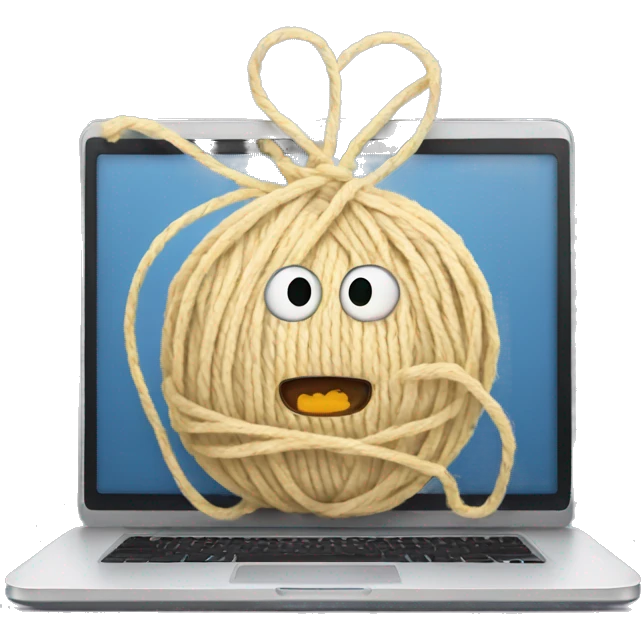 Laptop with a ball of yarn emoji
