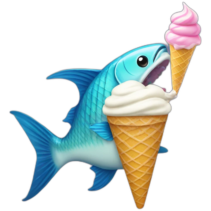 nice fish eating ice cream emoji
