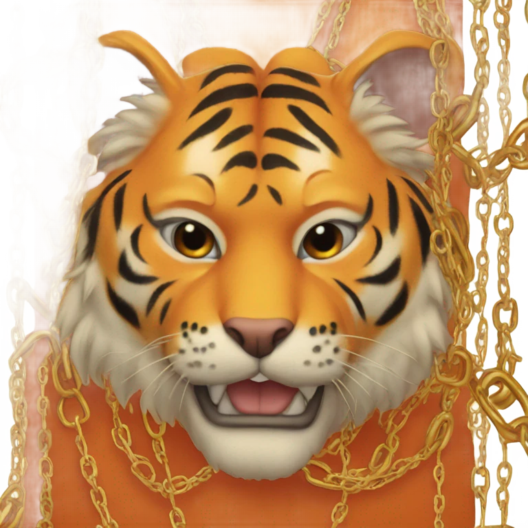 Orange Tiger wearing a chain necklace emoji