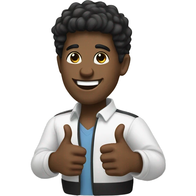 Black hair with smile and thumbs up emoji