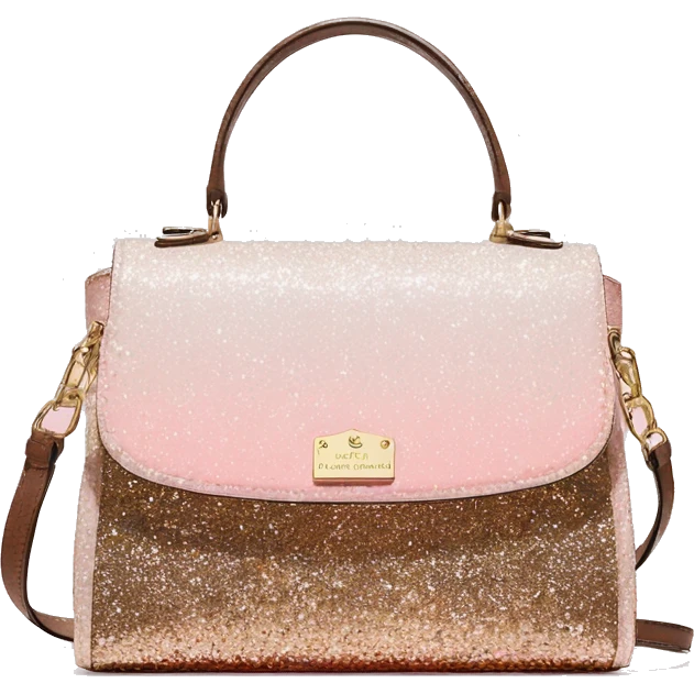 Realistic light pink to tan ombre glitter kate spade satchel purse. emoji