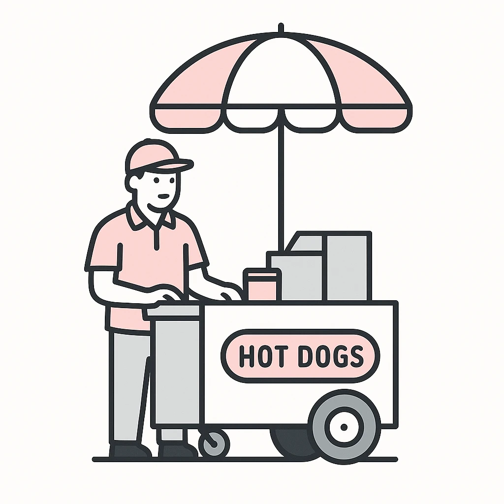 hotdog seller in New York with cart emoji