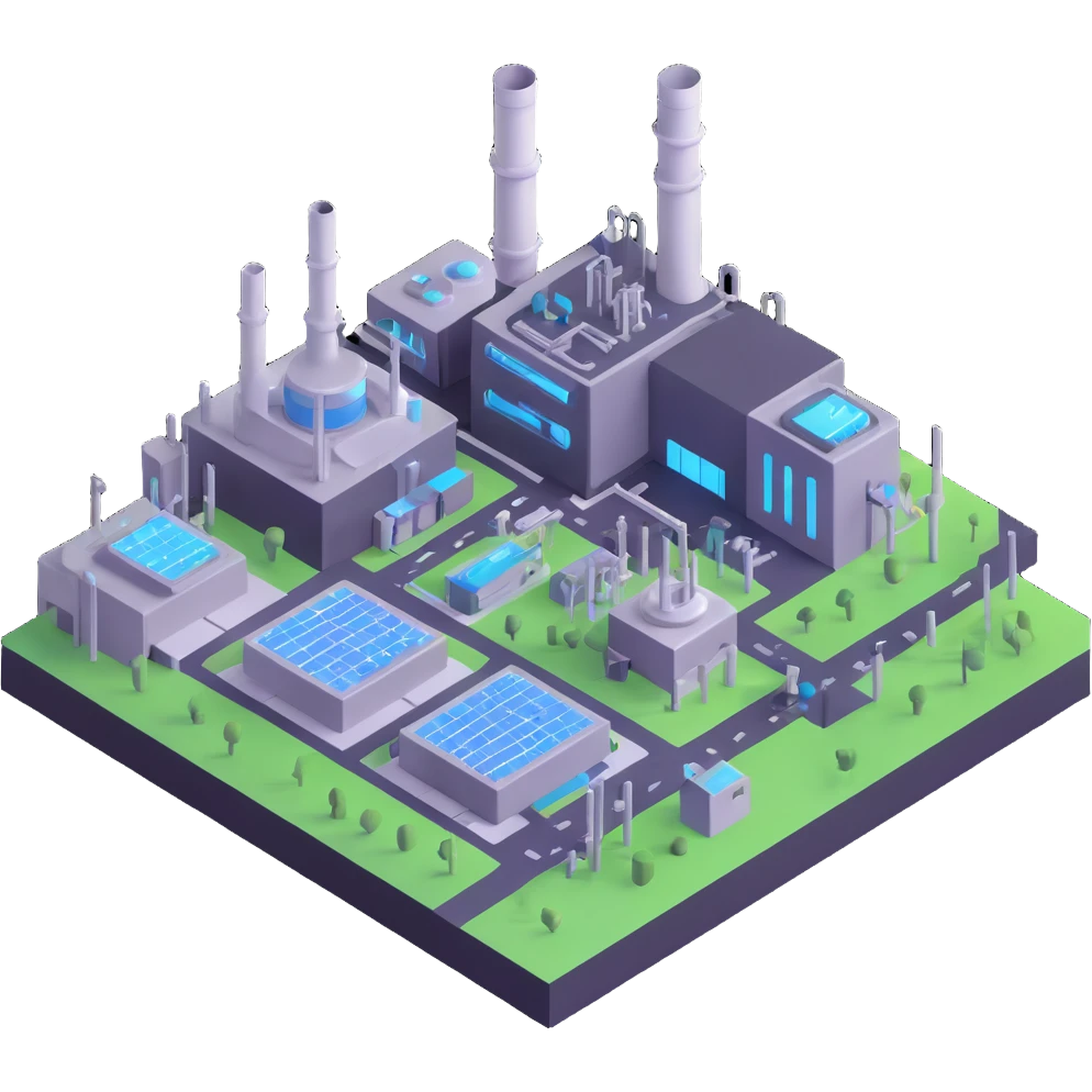 Futuristic semiconductor factory with Saudi Arabian elements emoji