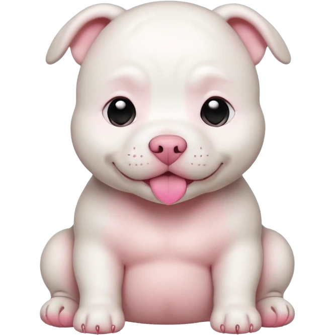 chubby white baby pitbull with a belly emoji