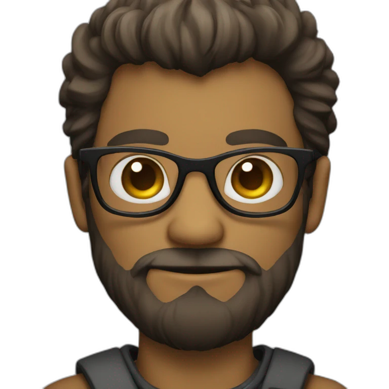 A monkey man with glasses and a beard emoji