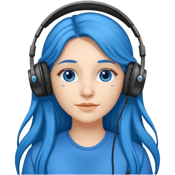 blue long haired woman with headphone emoji