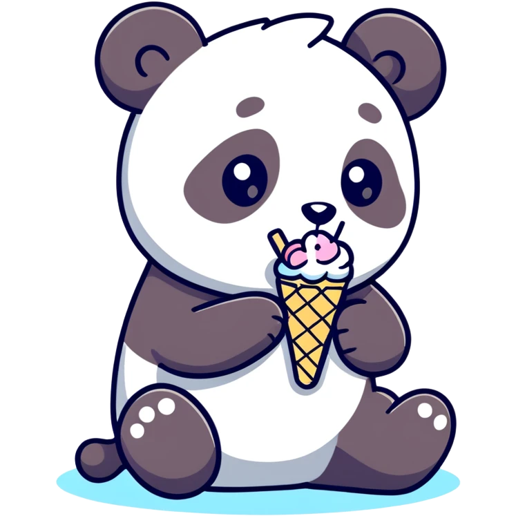 Panda eating ice cream emoji