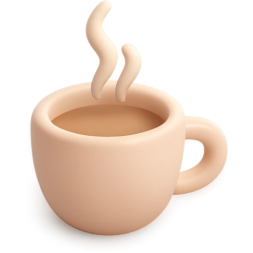A coffee cup with steam rising, simple handle, soft pastel colors, smooth 3D appearance with gentle shadows emoji