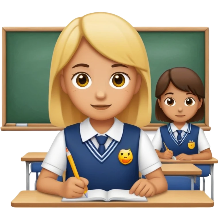 primary student in uniform emoji in class emoji