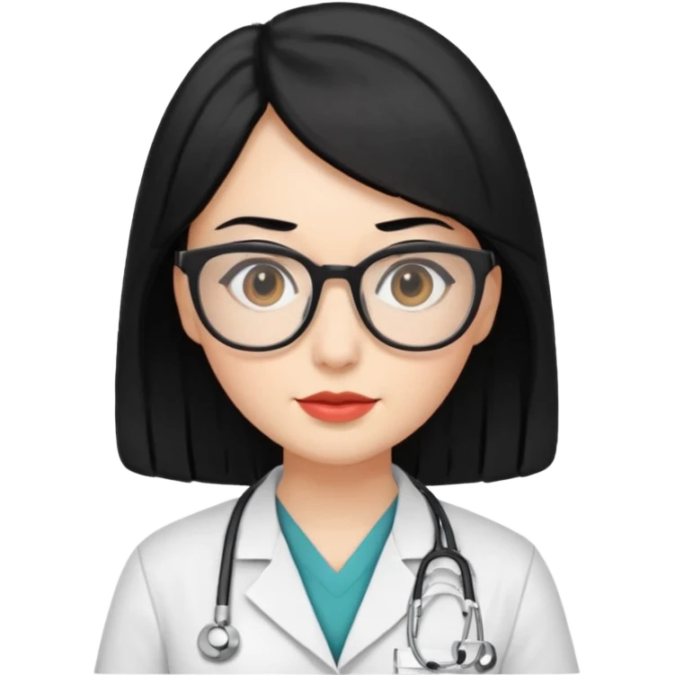 Woman with black hair, glasses and doctor uniform  emoji