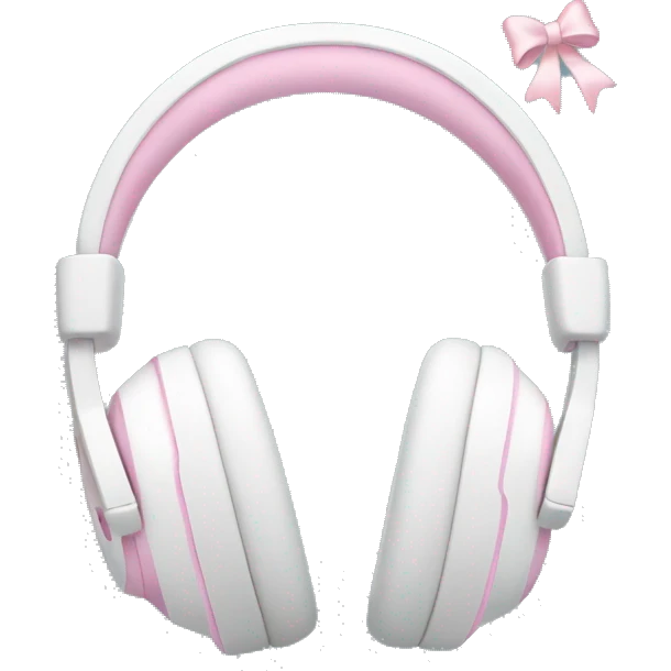White apple headphones with light pink bows  emoji