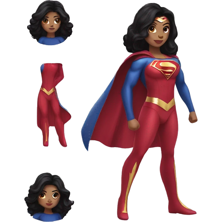 girl in a superwoman costume with long black hair  emoji