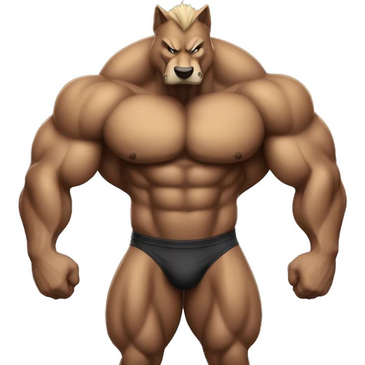 a very very very very buff wolf body builder emoji
