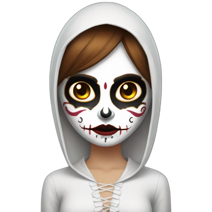 Catrina angry with brown hair and white face paint emoji