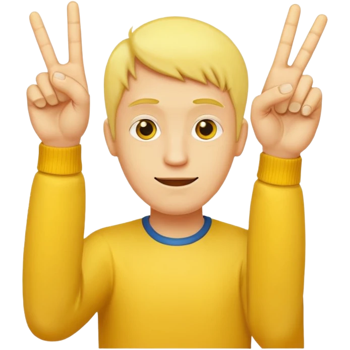 Yellow man holding up 3 fingers (thumb, index, middle) emoji