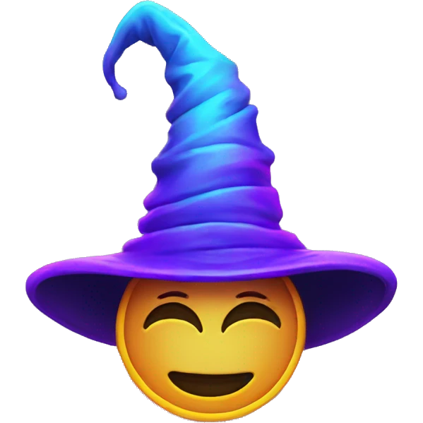 Neon wizard hat emoji