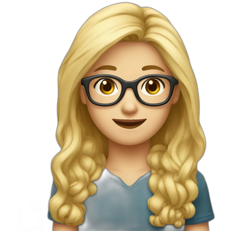 Fille blonde faisant câlin garçon brun lunettes emoji