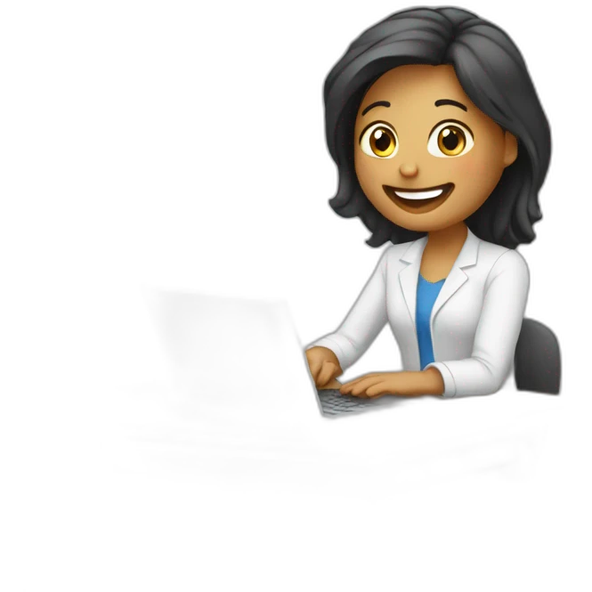 female happy working with computer emoji