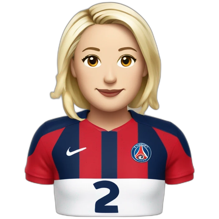 marine le pen with psg shirt emoji