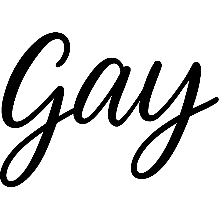 the word GAY in a handwritten black script emoji