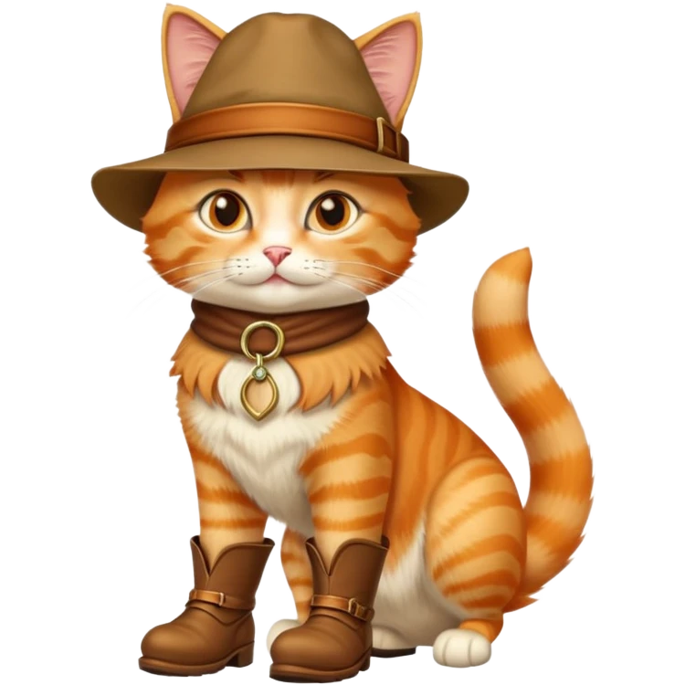 classic Puss in Boots with iconic hat and boots, confident pose emoji