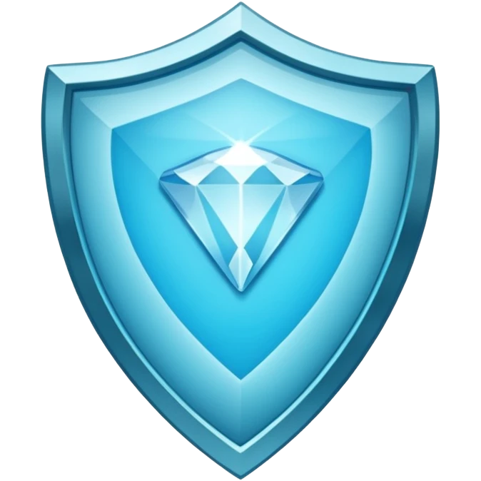 Cyan blue shield with diamond emoji