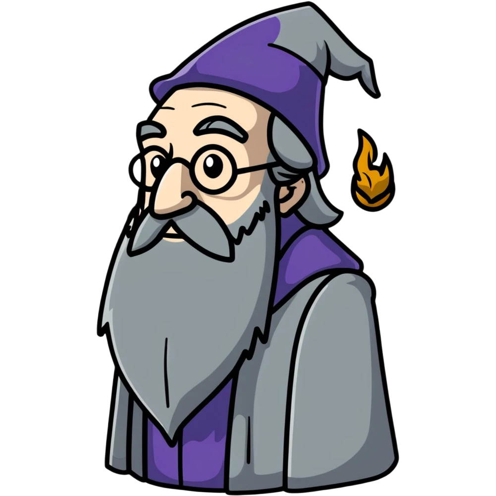 sad Professor Dumbledore side view with tear emoji