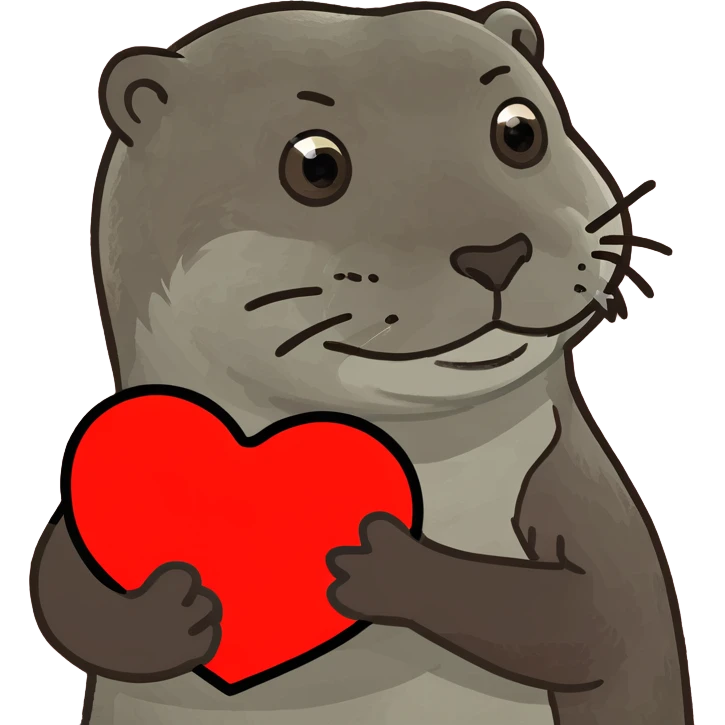 Otter holding a heart emoji