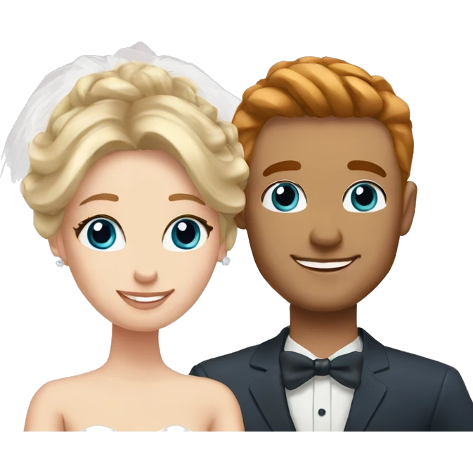 Bride blonde hair brown eyes and husband red hair blue eyes emoji