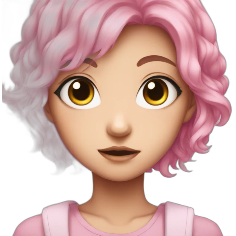 anime girl with big eyes and pink hair emoji