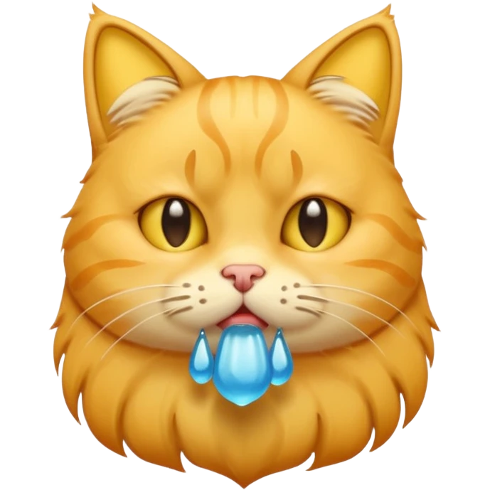 yellow cat  like this 😸😺🐱 with crying tears streaming down its cheeks (like this 😭) emoji