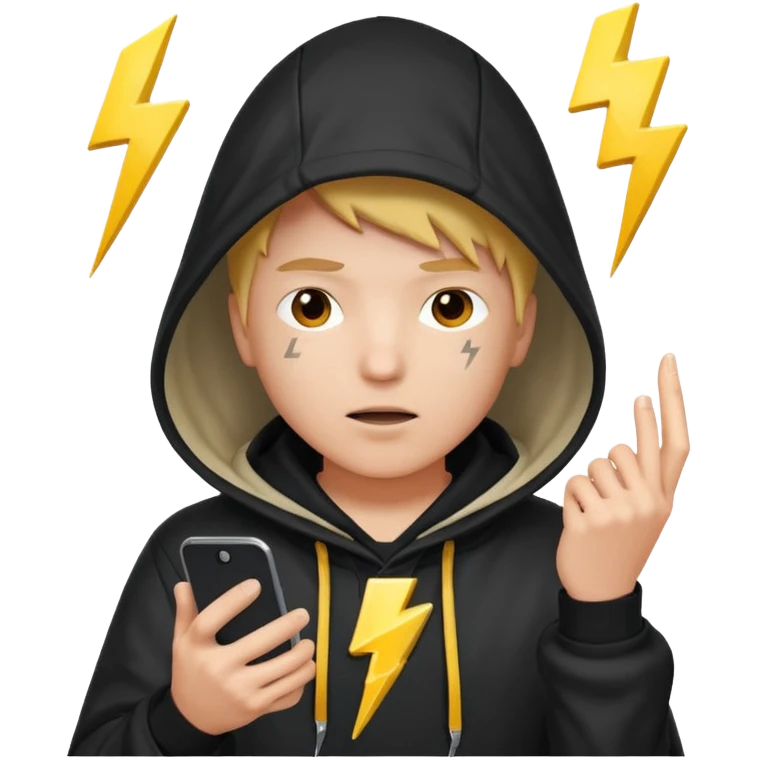 hooded-on-their-phone-making-money lighting bolt emoji