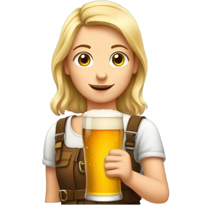 German girl drinking a pint of beer emoji