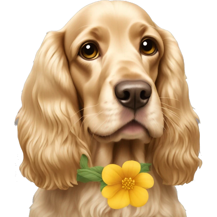 English cocker Spaniel gold with flower emoji