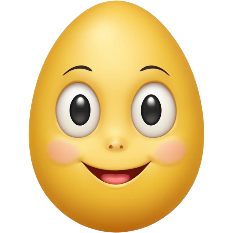yellow egg with side eye smiling face, no cracks emoji