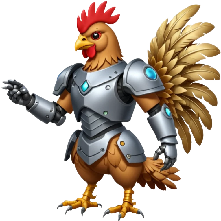Mecha battle chicken humanoid creature but more human than chicken emoji