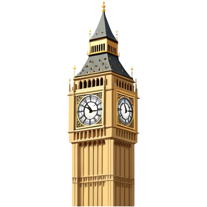 Simplest possible Big Ben tower with flat colors emoji