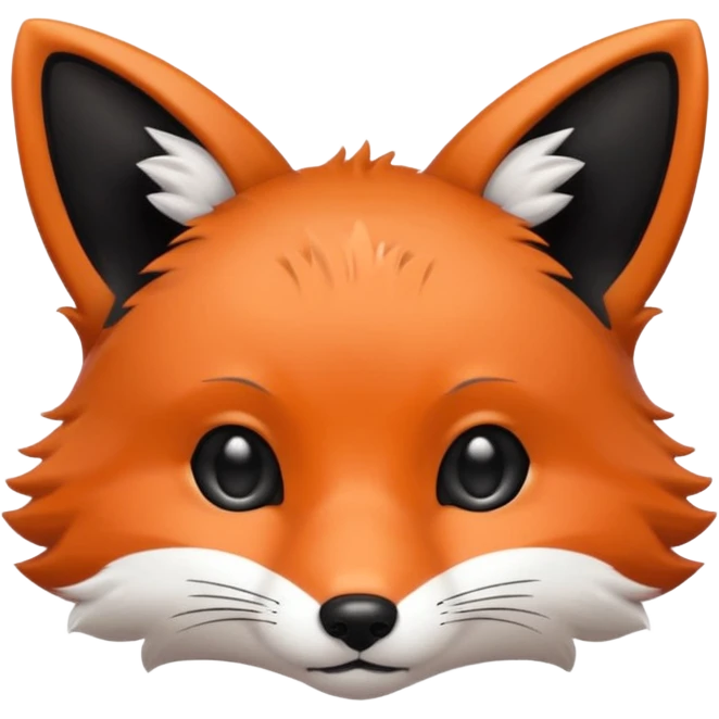 une tête de renard trop kawaii avec des poils noirs à la place de tout les poils blancs emoji