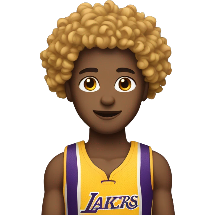 person with curly hair with a yellow lakers jersey on emoji