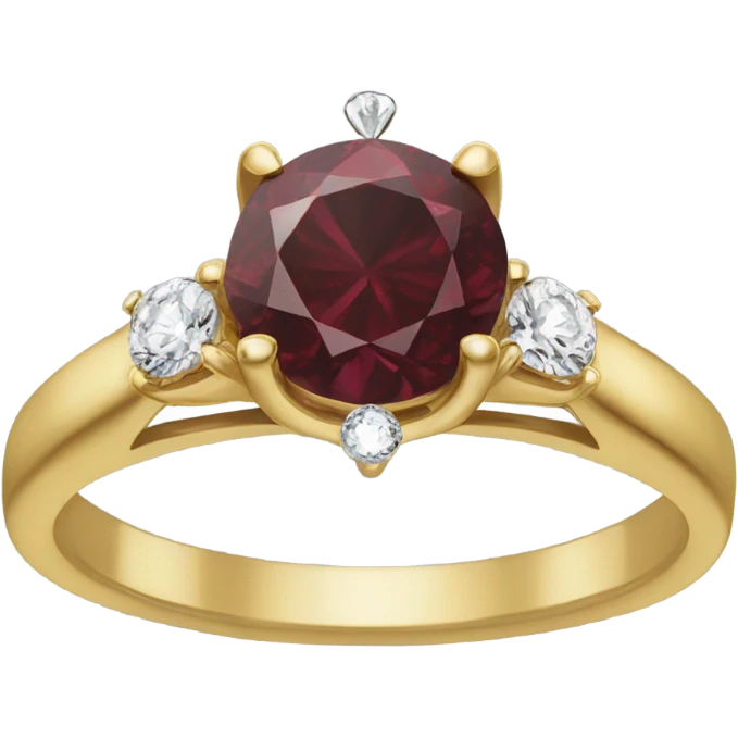 Gold engagement ring with burgundy diamond emoji
