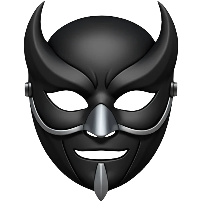 Minimal emoji, gothic mask forged from matte black leather, emotionless expression, smooth heavy surface, subtle leather texture, deep shadows, centered, bdsm slave leather mask emoji