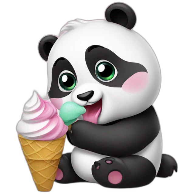 Panda eating ice cream emoji