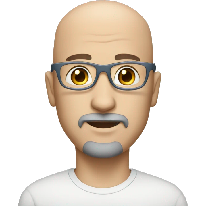 slightly bald white man with dark gray goatee blue eyes silver glasses emoji
