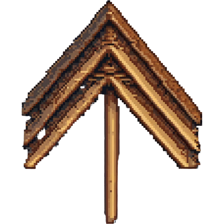 triangle wood truss, pixel art, detailed wood grain emoji