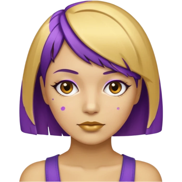 Purple bob haircut gold skin woman emoji