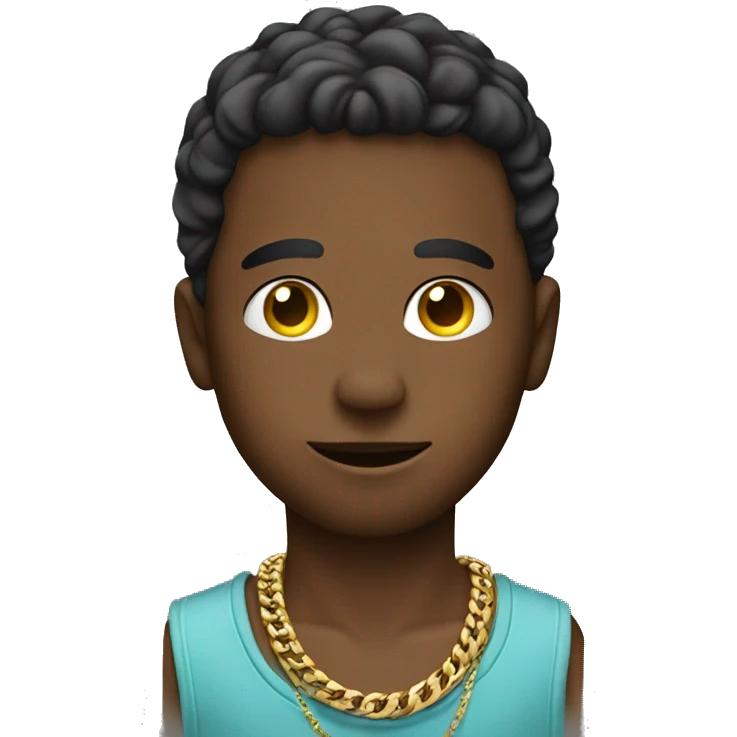 thoughtful boy by car with jewelry on  emoji