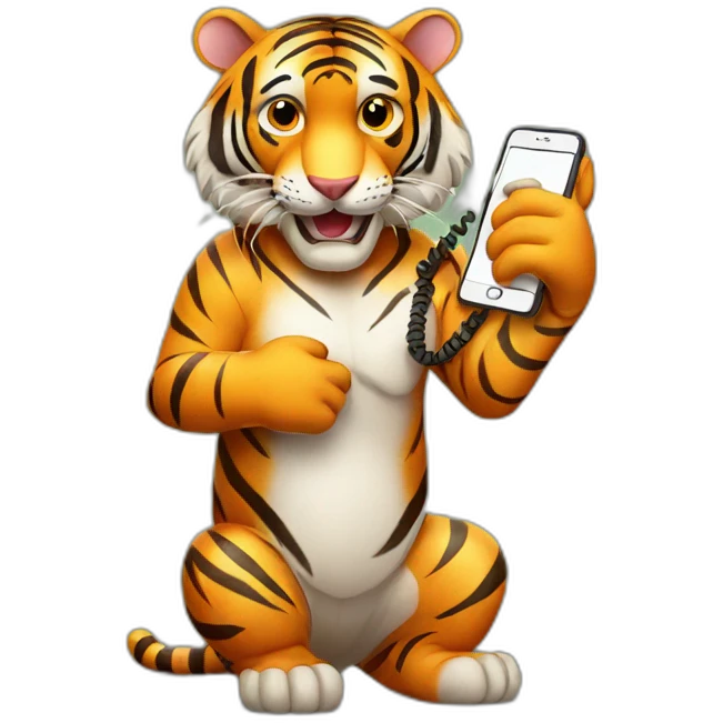 bengal tiger holding phone emoji
